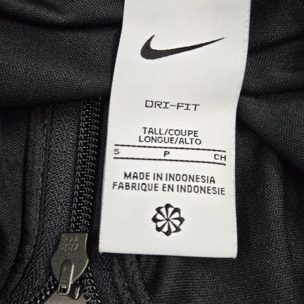 Nike Men Hoodie S Tall Black Dri Fit Swoosh Logo Pockets Full Zip Activewear